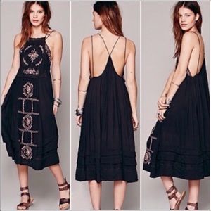 Embroidered boho midi dress